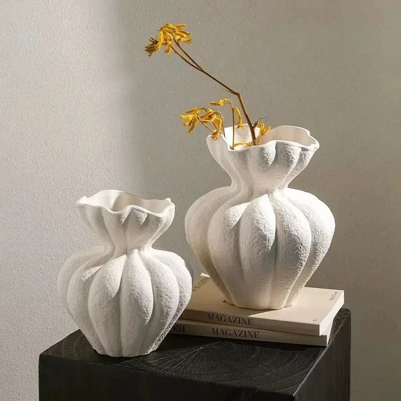 French Ceramic Vase Minimalist Floral Vessel Table Centerpiece Home Decor For Women Gift For Anniversary Birthday