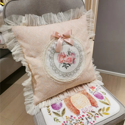 Decorative Cushions for Living Room Retro Printed Pillow Cover Home Flower Lace Single French Classical Pastoral Pillow Case