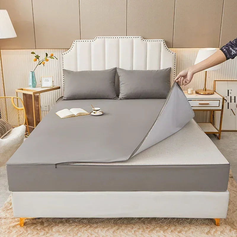 Waterproof Mattress Cover with Zipper 6-Sides All Inclusive Mattress Protector Bed Cover Anti-slip Fitted Bed Sheet Customizable