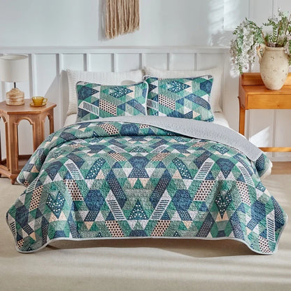 2026 Quilted Bedspread Set Microfiber Bed Cover+Pillowcase Floral Geometric Print Patchwork Summer Quilt Full King Drop Shipping