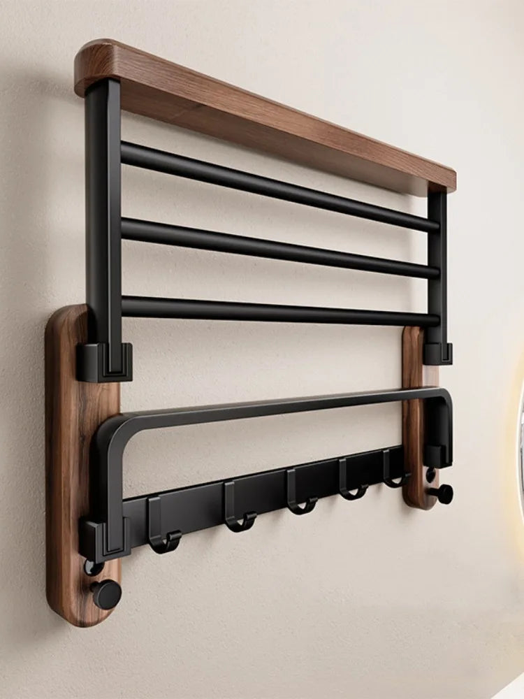 Bathroom Towel Storage Rack Nordic Walnut Toilet Pendant Bathroom Waterproof Hardware Home Decor Luxury Organizer Accessories
