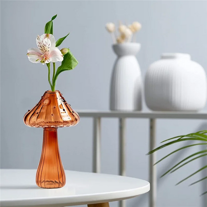 67NEW Hydroponic Plant Vases, Nordic Style Mushroom Glass Bud Vases Mushroom Flower Vases for Home Office Living Room Deco