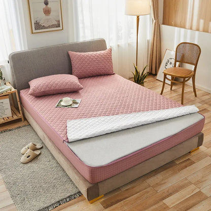 Printing Quilted Cotton Mattress Cover With Zipper Bedspread Mattress Cover Soft King Queen Tatami Bed Dust Cover Customizable