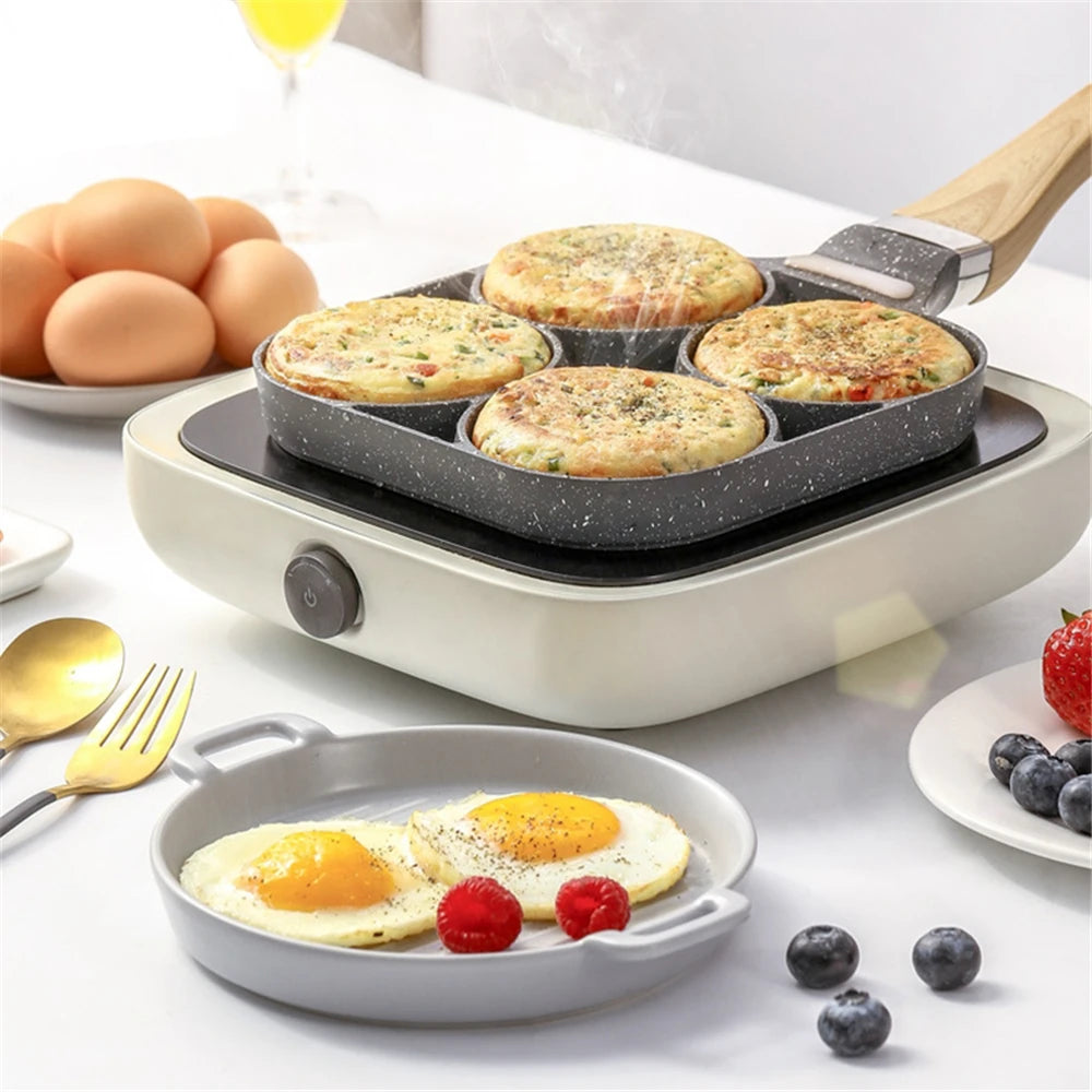 Four-hole Frying Pot Thickened Omelet Pan Non-stick Egg Pancake Steak Pan Cooking Egg Ham Pans Breakfast Maker