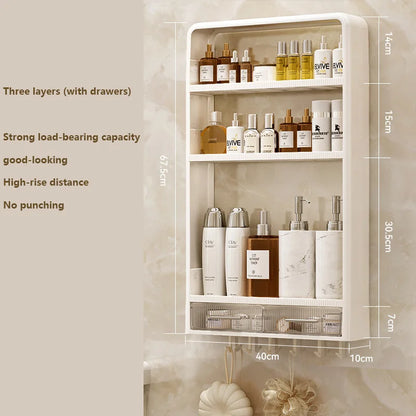 Bathroom Organizer Shelves Rack Wall Mounted Storage Box Toiletries Cosmetic Storage Rack Kitchen Seasoning Bottle Storage Shelf