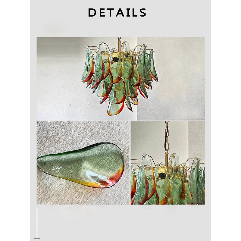 Modern living room chandelier with green glass lustre, suitable for study and dining room ceiling lighting, dimmable.