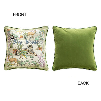 Medicci Home American Rural Madrigal Lumbar Pillow Cover Watercolor Tiger Deer Animals Print Luxury Rectangle Cushion Case 30x70