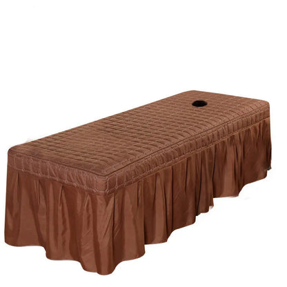 Thick Quilting Bed Skirt Beauty Salon Massage Plaid Bed Cover Sheet Skin-Friendly SPA Bed Full Cover with Hole Sabnanas, 1pcs