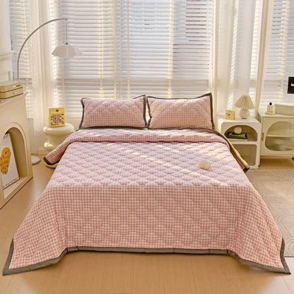Quilted Bedspread Plaid Style Bed Linen Thickened Bedsheet Home Blanket Skin-friendly Bed Cover (Pillowcase Need Order)