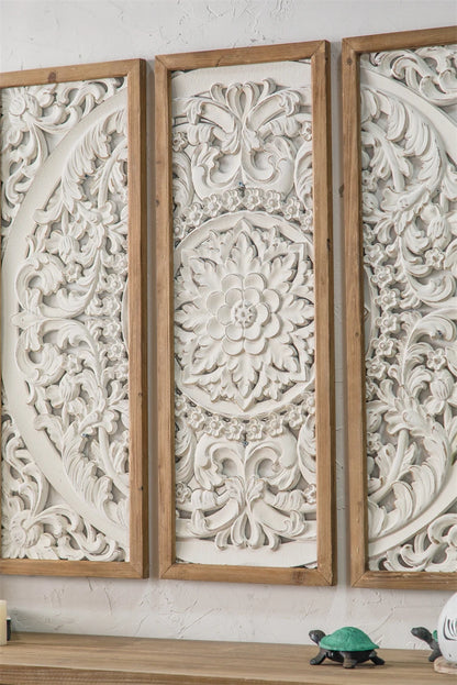 Home Decor Antique White Wooden Paneling Decorative Carved Home Wall Decor Wall Finishes