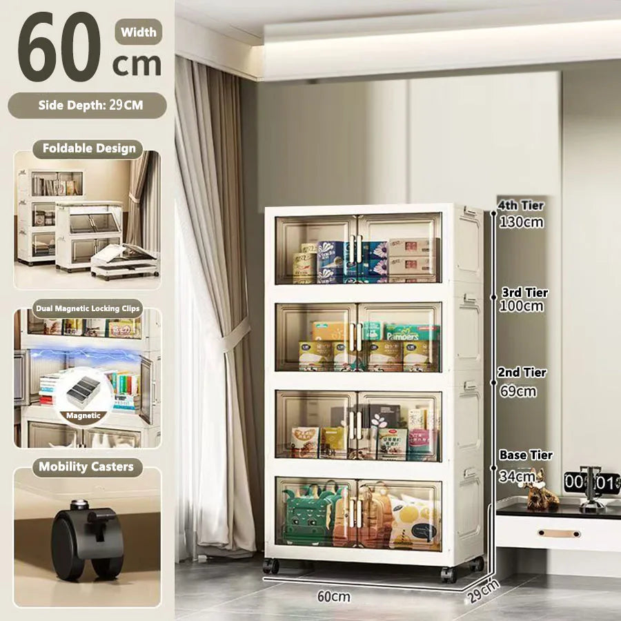 Multi-specification Large Capacity Storage Cabinet with Open Door Multifunction Foldable Closet Organizer Sundries Cabinet