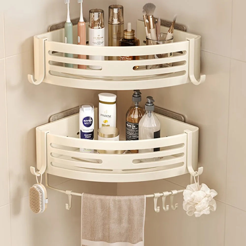 Elevated Bathroom Storage Rack Triangular Toilet No Drilling Corner Shower Hanging Shelf Wall Mounted Bathroom Accessory