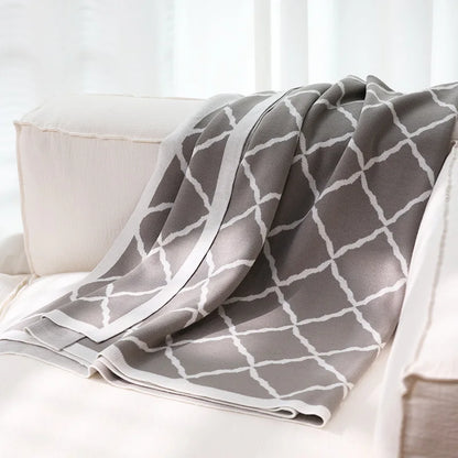 Khaki Gray Geometric Knitted Blanket Bedspread Modern Decorative For Sofa Throw Warm Living Room Bedding Home Decorations