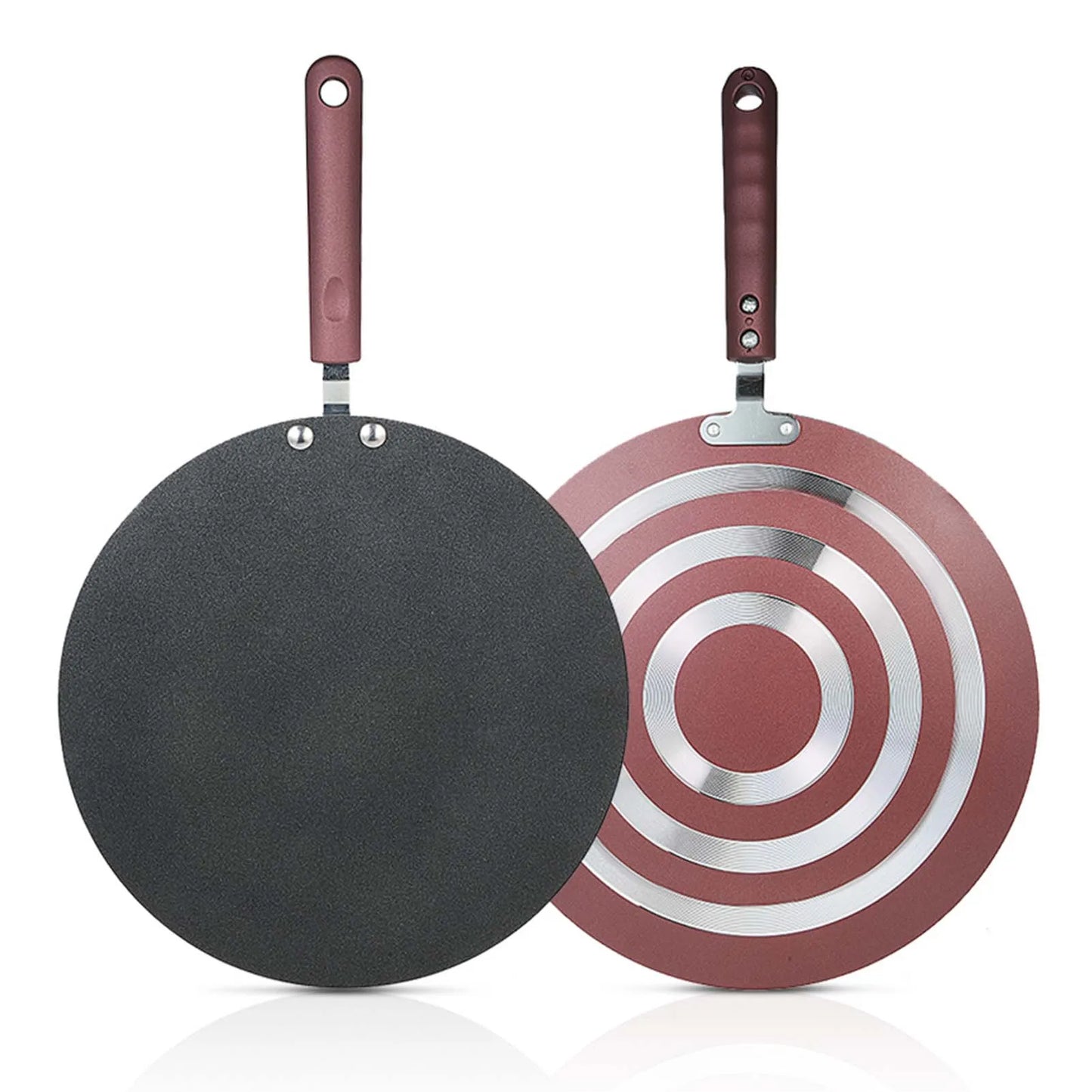 Pancake Pan Aluminum Alloy Crepe Maker Flat Pan Griddle Pan with Spreader & Spatula Crepe Maker Griddle Flat Pan