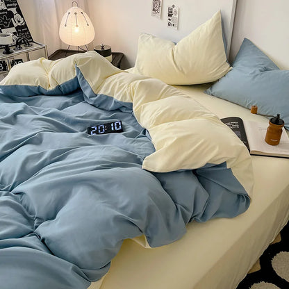 Bed Linen Sheets Duvet Cover Four-piece Set of Washed Cotton Bedding Quilt Covers Three-piece Set for Student Dormitories