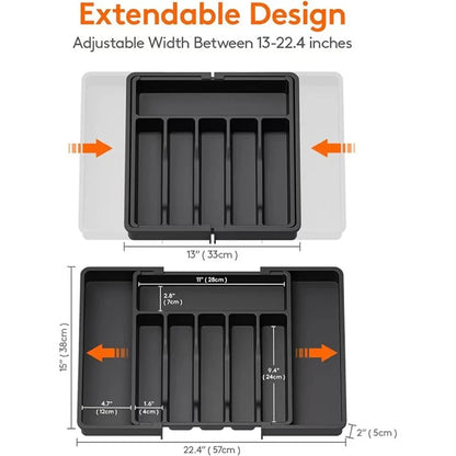 Expandable Utensil Tray Silverware Spoon Organizer Drawer Cover Adjustable Cutlery Tray Drawer Organizer Kitchen