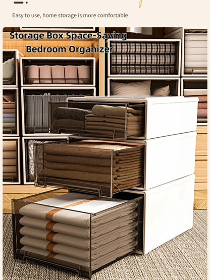 Storage Box Space-Saving Bedroom Organizer Boxes Brown Drawer Storage Cabinet Clothes Toys Shoes Socks Quilt Sorting Storage Box