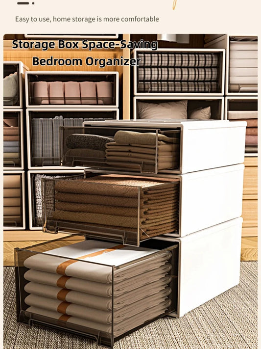 Storage Box Space-Saving Bedroom Organizer Boxes Brown Drawer Storage Cabinet Clothes Toys Shoes Socks Quilt Sorting Storage Box