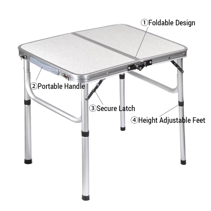Portable Folding Camping Table, Lightweight Aluminum Outdoor Picnic Desk with Carry Bag for Beach Backyard Travel, Quick Setup