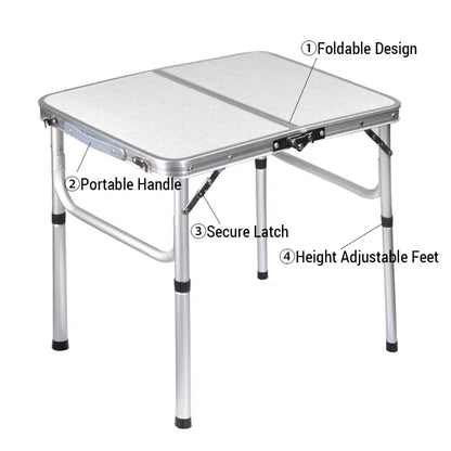 Portable Folding Camping Table, Lightweight Aluminum Outdoor Picnic Desk with Carry Bag for Beach Backyard Travel, Quick Setup