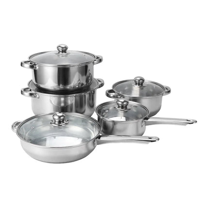 Ten-Piece Stainless Steel Cookware Set Non-Stick Portable Soup Pots Milk Pans Frying Pans For Cooking And Travel