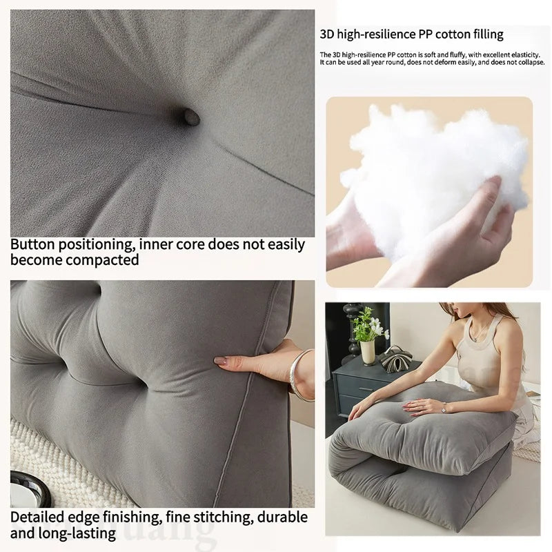 Large Triangular Wedge Pillow for Bed Sofa Backrest 80/120/180cm Pain Relief Support Foldable Storage Reading Headboard Cushion
