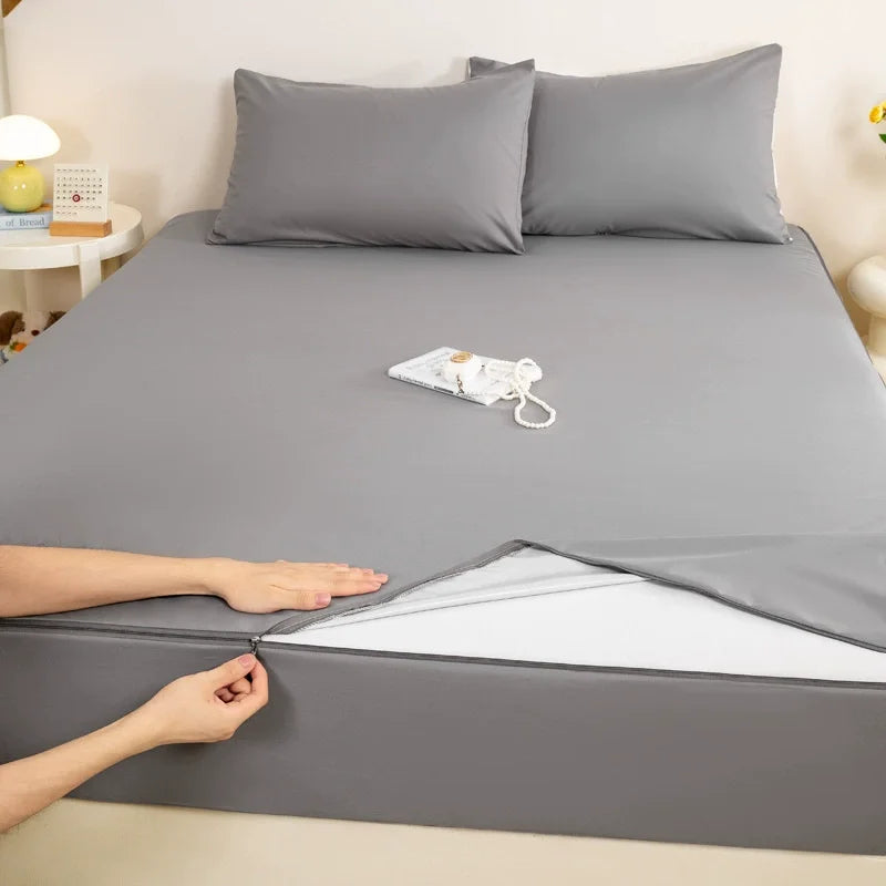 Waterproof Mattress Cover with Zipper 6-Sides All Inclusive Mattress Protector Bed Cover Anti-slip Fitted Bed Sheet Customizable