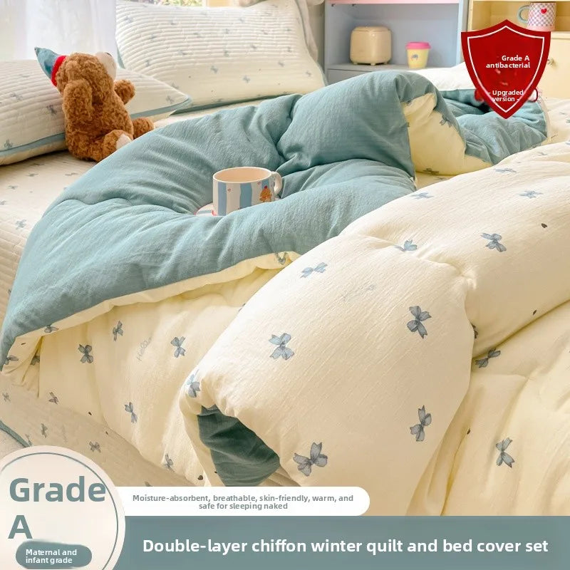 A-Class Double-Layer Thiened Warmth Blanket Core for Renting Houses Spring Autumn Winter Use Home Bedroom Dormi Four-Pi...