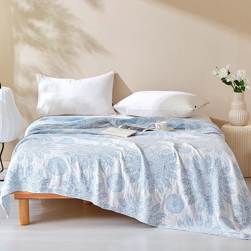 Cotton Gauze Blankets Muslin Bedspread for Bed Summer Double Couple Towel Quilts King Size Bed Covers Plaid Blankets Bed Sheet
