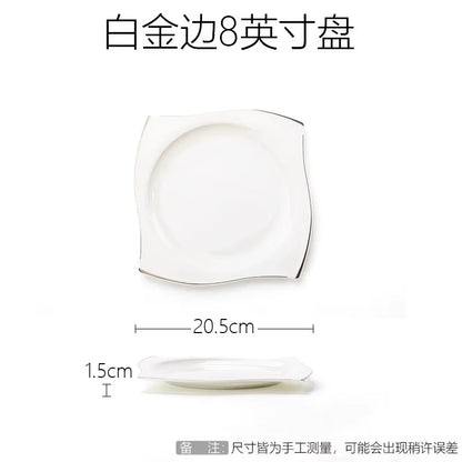 Advanced Bone Porcelain Tableware Square Dinner Plates Dishes High Quality White Ceramic Dinnerware Sets Soup Bowls