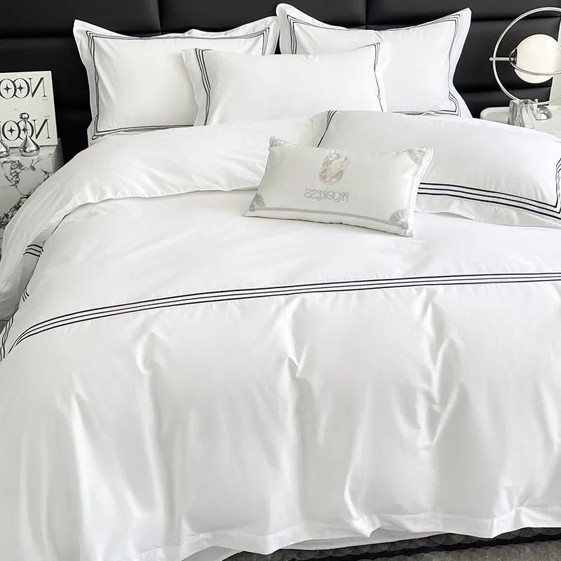 Nordic Style Pure Cotton Duvet Cover Hotel-Grade 100% Cotton Queen King Size Quilt Cover Sheet Pillowcases High-End Bedding Set