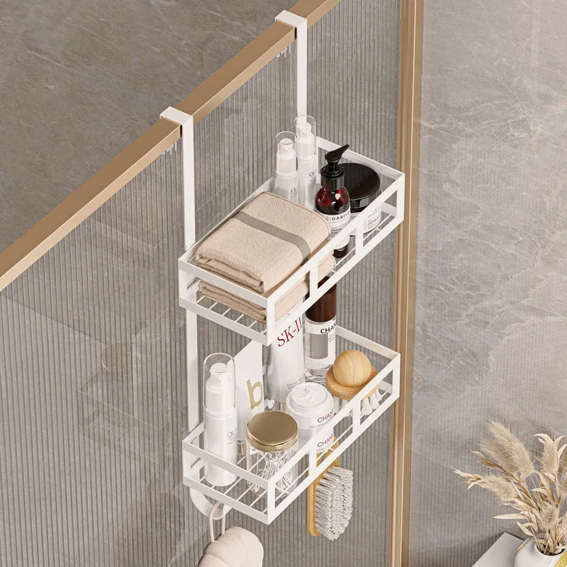 Space-Efficient Simple Bathroom Hanging Basket Non-Punching Shower Gel And Shampoo Storage Drain Water Rack for Bathroom Organiz