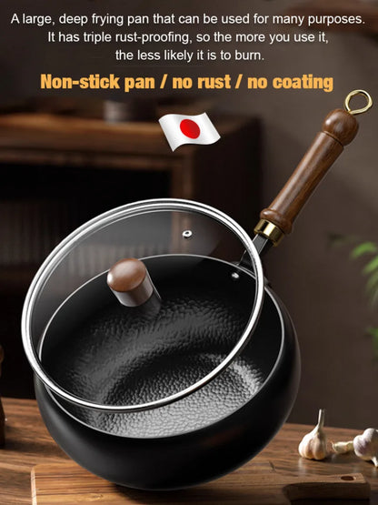Big Belly Pot Uncoated  Hand-Made Iron Pot Household Cooking Pot Non-Stick Pot Kitchen Gas Stove Induction Cooker Universal