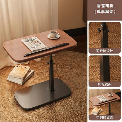 Adjustable Height Swivel Side Table - Mobile Sofa End Table Rolling Coffee Table for Living Room Bedroom Dorm