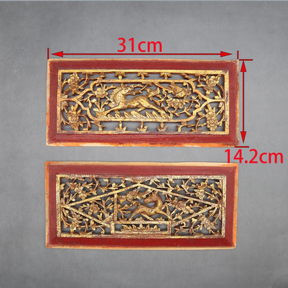 Old Wooden Carving Panels from Canopy bed, Wall Decoration