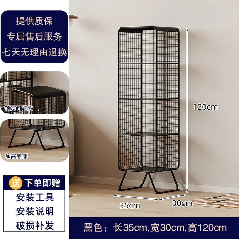 Nordic style Bookcase Multi-Tier Metal Storage Shelf Space Saving Living Room/Kids Book Organizer Sturdy Display Rack for Office