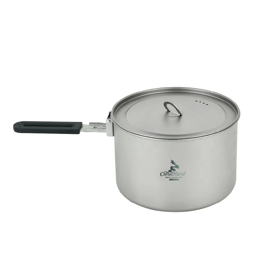 Camping Tableware Titanium Cookware Set, Tourist Cauldron Outdoor Cooking Pot, Frying Pan, Picnic Kitchen, Hiking Trekking