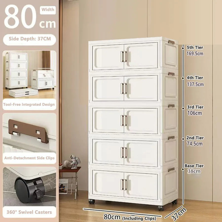 Storage Cabinet No Installation Required Organization Cabinet for Babies and Children Clothes Organizer Box Snack Plastic Foldable