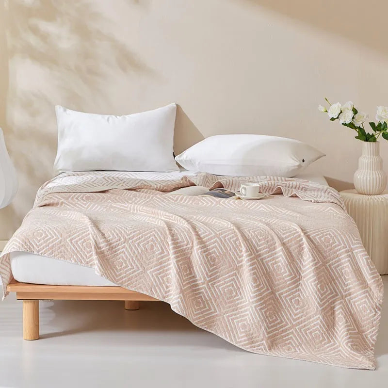 Cotton Gauze Blankets Muslin Bedspread for Bed Summer Double Couple Towel Quilts King Size Bed Covers Plaid Blankets Bed Sheet