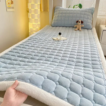 Winter Milk Velvet Bed Sheet, Extra Large Bed Cover Mattress Washable Foldable Anti Static Mattress Protector