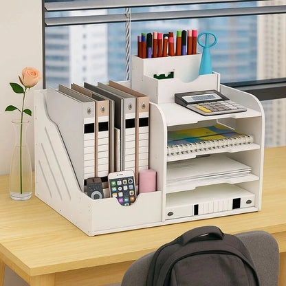 Large Capacity File Storage Rack Thickened Multi-Layer File Sorter Partition Design Space Saving Desktop Storage Box Library