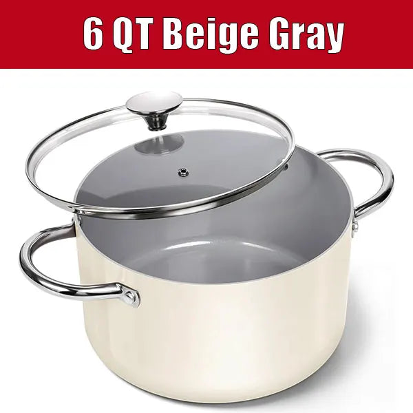 6 QT Large Soup Cooking Pot Stew Pot with Lid Ceramic Coating Nonstick Stock Pot Pasta Pot Casserole Pot Induction Compatible
