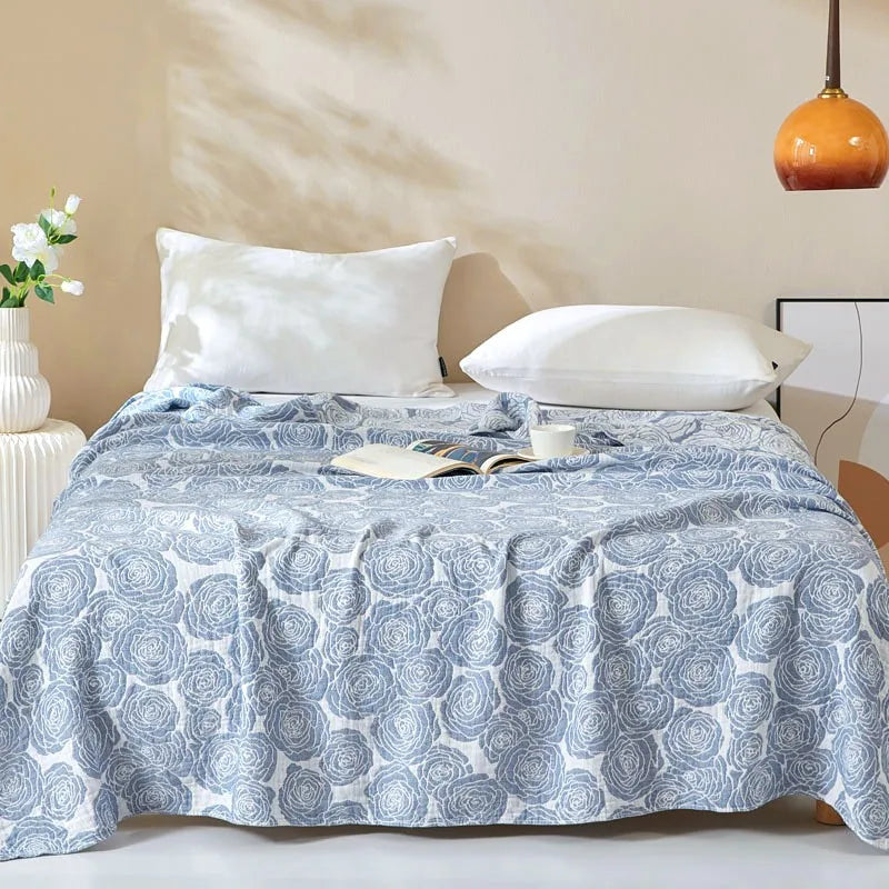 Cotton Gauze Blankets Muslin Bedspread for Bed Summer Double Couple Towel Quilts King Size Bed Covers Plaid Blankets Bed Sheet
