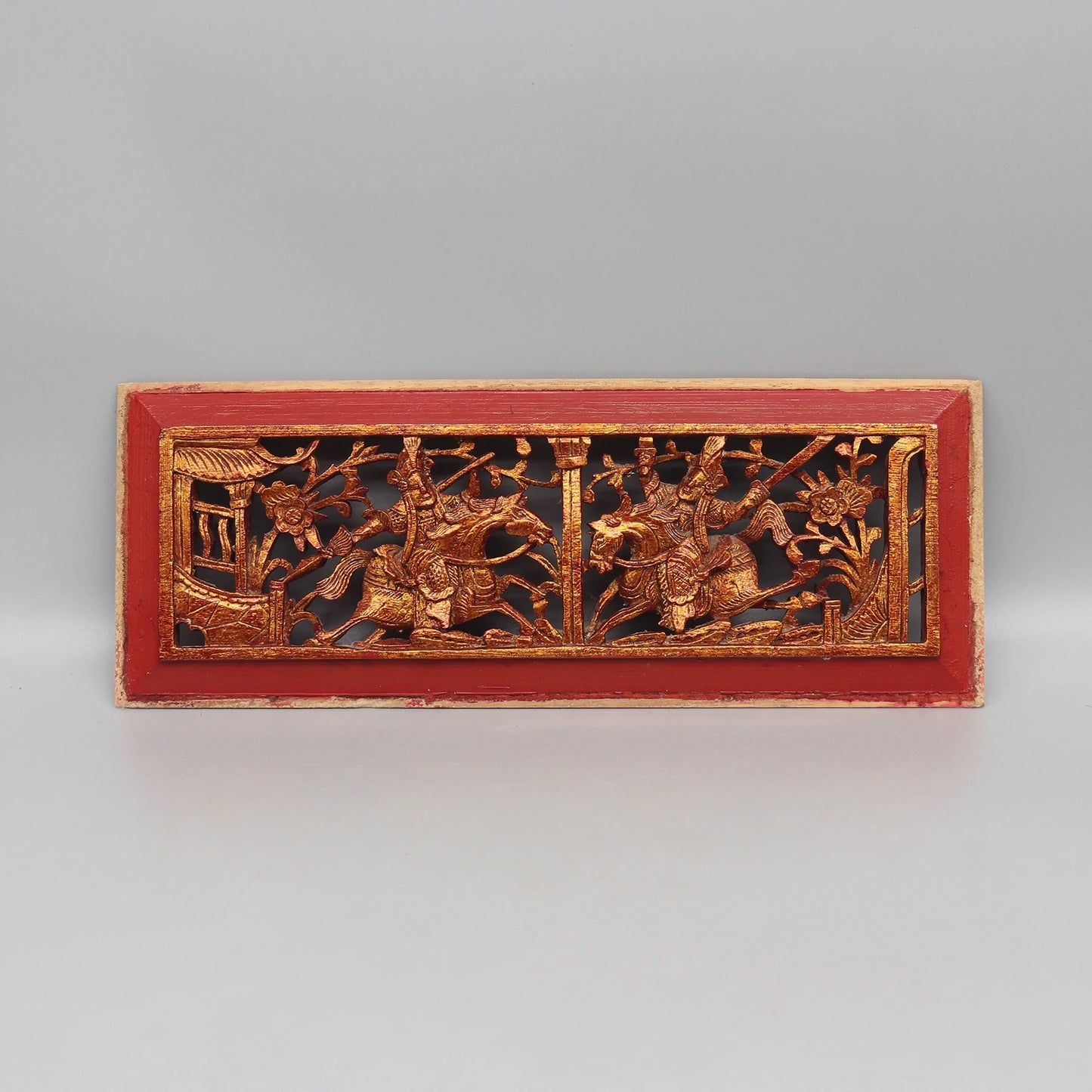 Set of 5 Solid Wood Carving Panels from Old Chinese Canopy Bed, Wall Decoration