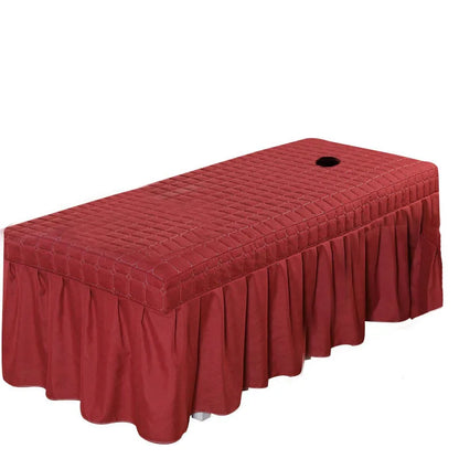 Thick Quilting Bed Skirt Beauty Salon Massage Plaid Bed Cover Sheet Skin-Friendly SPA Bed Full Cover with Hole Sabnanas, 1pcs