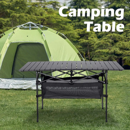 Folding Camping Table with Storage Bag 4ft Portable Aluminum Camp Table Patio Table Beach Table for Outdoor Picnic BBQ