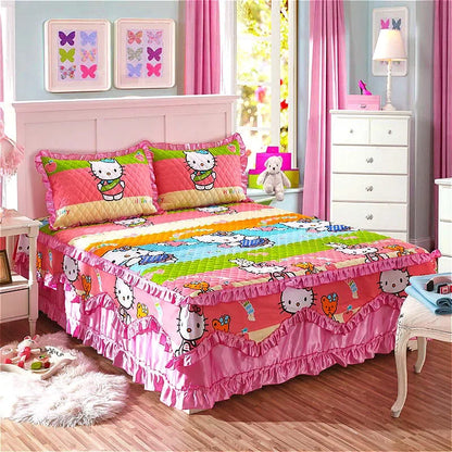 100% Cotton Thicken Quilted Bedspread King Queen Size Princess Lace Bed Skirt Pure Cotton Bed Cover Not Including Pillowcase