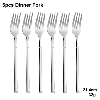 4/6/16/24 Pieces Cutlery Set Stainless Steel Thin Tableware Mirror Elegant Knife Fork Spoon Western Dinner Set Sliverware