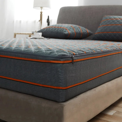 Printing Quilted Cotton Mattress Cover With Zipper Bedspread Mattress Cover Soft King Queen Tatami Bed Dust Cover Customizable