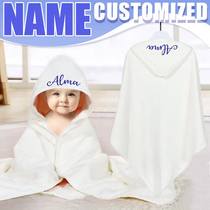Personalised Baby Gift Set with 4 Pcs Embroidered Name Hooded Towel Accessery for Baby Shower Gift Newborn Holiday Present